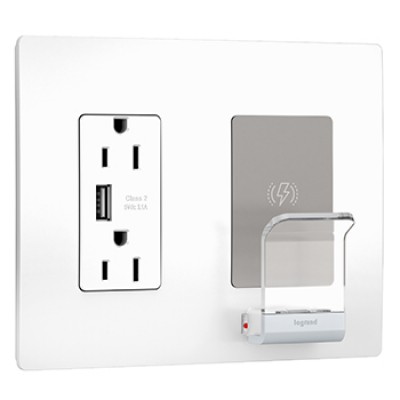 Legrand Two Gang In-Wall Wireless Charging and USB Device